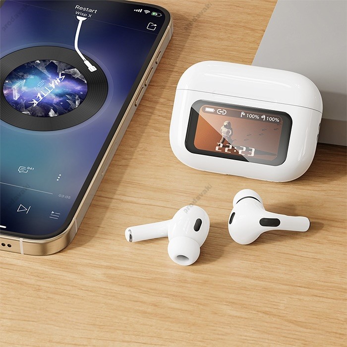Бездротові Bluetooth навушники XO X36 Pro Smart Screen ANC Active Noise Cancellation BT 5.3 White
